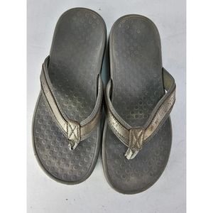 Vionic Tide 2 Thongs Orthaheel Technology Sz 6 Silver Metallic